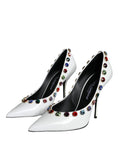 Load image into Gallery viewer, Dolce & Gabbana Weiß Kristall Leder High Heels Pumps Schuhe
