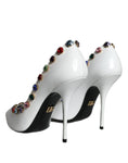 Load image into Gallery viewer, Dolce & Gabbana Weiß Kristall Leder High Heels Pumps Schuhe
