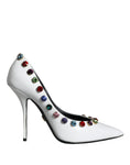 Load image into Gallery viewer, Dolce & Gabbana Weiß Kristall Leder High Heels Pumps Schuhe
