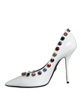 Load image into Gallery viewer, Dolce & Gabbana Weiß Kristall Leder High Heels Pumps Schuhe
