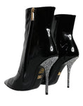 Load image into Gallery viewer, Dolce & Gabbana Schwarz Lackleder Kristall Absatz Stiefel Schuhe
