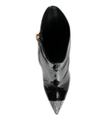 Load image into Gallery viewer, Dolce & Gabbana Schwarz Lackleder Kristall Absatz Stiefel Schuhe
