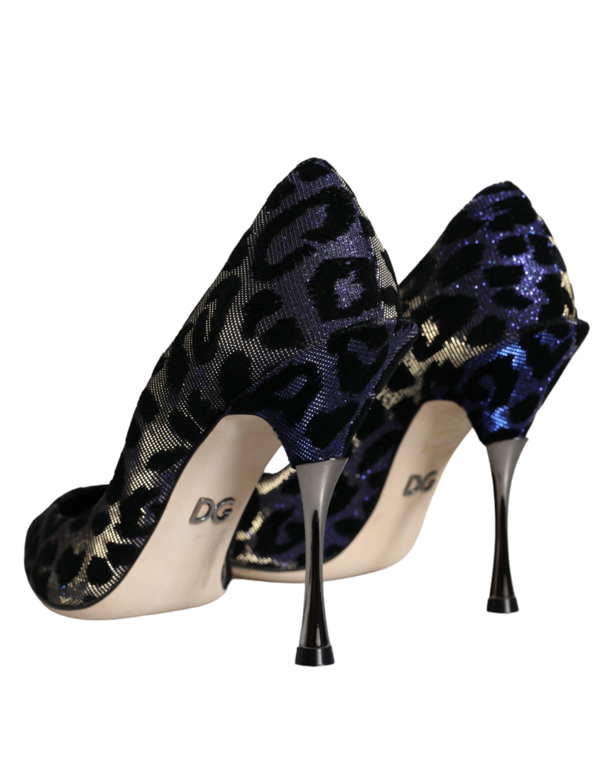 Dolce & Gabbana Dunkelblau Leopard Lurex Heels Pumps Schuhe