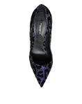 Load image into Gallery viewer, Dolce & Gabbana Dunkelblau Leopard Lurex Heels Pumps Schuhe
