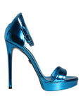 Load image into Gallery viewer, Dolce & Gabbana Metallic Blau Leder Keira Sandalen Schuhe
