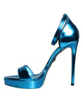 Load image into Gallery viewer, Dolce & Gabbana Metallic Blau Leder Keira Sandalen Schuhe
