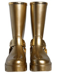 Load image into Gallery viewer, Dolce & Gabbana Metallic Gold Gummi PVC Regen Stiefel Schuhe
