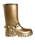 Load image into Gallery viewer, Dolce & Gabbana Metallic Gold Gummi PVC Regen Stiefel Schuhe
