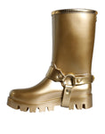 Load image into Gallery viewer, Dolce & Gabbana Metallic Gold Gummi PVC Regen Stiefel Schuhe
