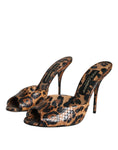 Load image into Gallery viewer, Dolce & Gabbana Braun Leopard Leder Rutschen Absätze Sandalen Schuhe
