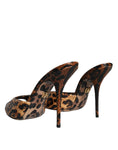 Load image into Gallery viewer, Dolce & Gabbana Braun Leopard Leder Rutschen Absätze Sandalen Schuhe
