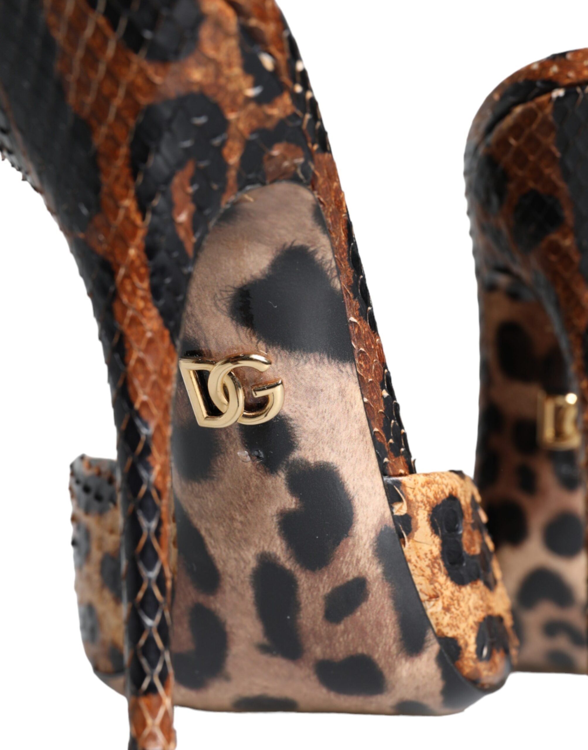 Dolce & Gabbana Braun Leopard Leder Rutschen Absätze Sandalen Schuhe