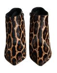 Load image into Gallery viewer, Dolce & Gabbana Braun Leopard Kalb Pelz Heels Stiefeletten Schuhe
