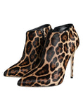 Load image into Gallery viewer, Dolce & Gabbana Braun Leopard Kalb Pelz Heels Stiefeletten Schuhe
