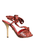 Load image into Gallery viewer, Dolce & Gabbana Koralle Exotische Leder Absätze Sandalen Schuhe
