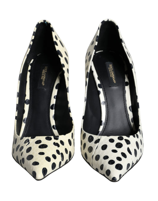 Dolce & Gabbana Schwarz Weiß Polka Dot Leder Pumps Schuhe