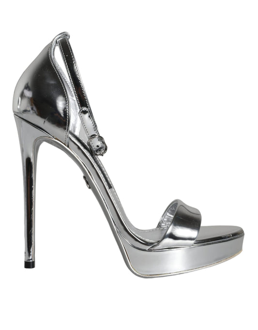 Dolce & Gabbana Silber KEIRA Heels Riemchensandalen Schuhe