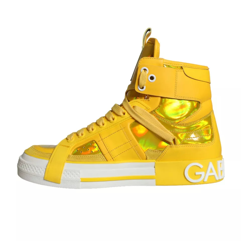 Dolce & Gabbana Gelb Weiß Leder High Top Turnschuhe Schuhe