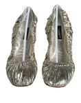 Bild in Galerie-Betrachter laden, Dolce & Gabbana Silver Patent Leather Scrunch Ballet Flats Shoes
