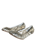 Bild in Galerie-Betrachter laden, Dolce & Gabbana Silver Patent Leather Scrunch Ballet Flats Shoes
