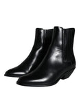 Bild in Galerie-Betrachter laden, Dolce & Gabbana Black Leather Ankle Boots Booties Shoes
