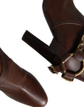 Load image into Gallery viewer, Dolce & Gabbana Brown Leather Gold Tone Logo High Boots Shoes
