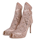 Load image into Gallery viewer, Dolce & Gabbana Beige Stretch Taormina Lace Boots Shoes
