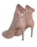 Load image into Gallery viewer, Dolce & Gabbana Beige Stretch Taormina Lace Boots Shoes
