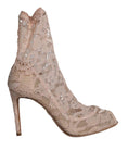 Load image into Gallery viewer, Dolce & Gabbana Beige Stretch Taormina Lace Boots Shoes
