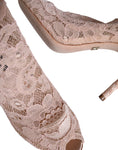 Load image into Gallery viewer, Dolce & Gabbana Beige Stretch Taormina Lace Boots Shoes
