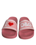 Load image into Gallery viewer, Dolce & Gabbana Pink Leather I Love D&G Sandals Slides Shoes
