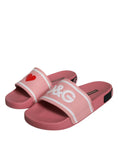 Load image into Gallery viewer, Dolce & Gabbana Pink Leather I Love D&G Sandals Slides Shoes
