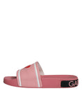 Load image into Gallery viewer, Dolce & Gabbana Pink Leather I Love D&G Sandals Slides Shoes
