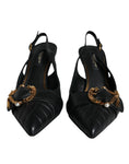 Bild in Galerie-Betrachter laden, Dolce & Gabbana Black Devotion Leather Heels Slingback Shoes
