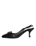 Bild in Galerie-Betrachter laden, Dolce & Gabbana Black Devotion Leather Heels Slingback Shoes
