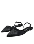 Bild in Galerie-Betrachter laden, Dolce & Gabbana Black Satin Flats Slingback Sandals Shoes
