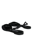 Bild in Galerie-Betrachter laden, Dolce & Gabbana Black Satin Flats Slingback Sandals Shoes
