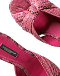 Bild in Galerie-Betrachter laden, Dolce & Gabbana Pink Python Leather Kitten Heels Slides Shoes
