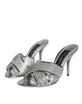 Load image into Gallery viewer, Dolce & Gabbana Silver Crystals Keira Heels Slides Shoes
