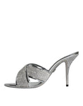 Load image into Gallery viewer, Dolce & Gabbana Silver Crystals Keira Heels Slides Shoes
