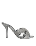 Load image into Gallery viewer, Dolce & Gabbana Silver Crystals Keira Heels Slides Shoes
