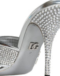 Load image into Gallery viewer, Dolce & Gabbana Silver Crystals Keira Heels Slides Shoes
