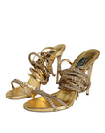 Load image into Gallery viewer, Dolce & Gabbana Gold Crystals Keira Heels Sandals Shoes
