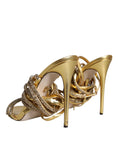 Load image into Gallery viewer, Dolce & Gabbana Gold Crystals Keira Heels Sandals Shoes
