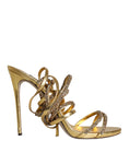 Load image into Gallery viewer, Dolce & Gabbana Gold Crystals Keira Heels Sandals Shoes
