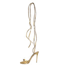 Load image into Gallery viewer, Dolce & Gabbana Gold Crystals Keira Heels Sandals Shoes
