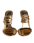 Load image into Gallery viewer, Dolce & Gabbana Gold Leather High Heels Sandals Shoes
