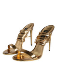 Load image into Gallery viewer, Dolce & Gabbana Gold Leather High Heels Sandals Shoes
