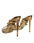 Load image into Gallery viewer, Dolce & Gabbana Gold Leather High Heels Sandals Shoes
