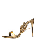 Load image into Gallery viewer, Dolce & Gabbana Gold Leather High Heels Sandals Shoes
